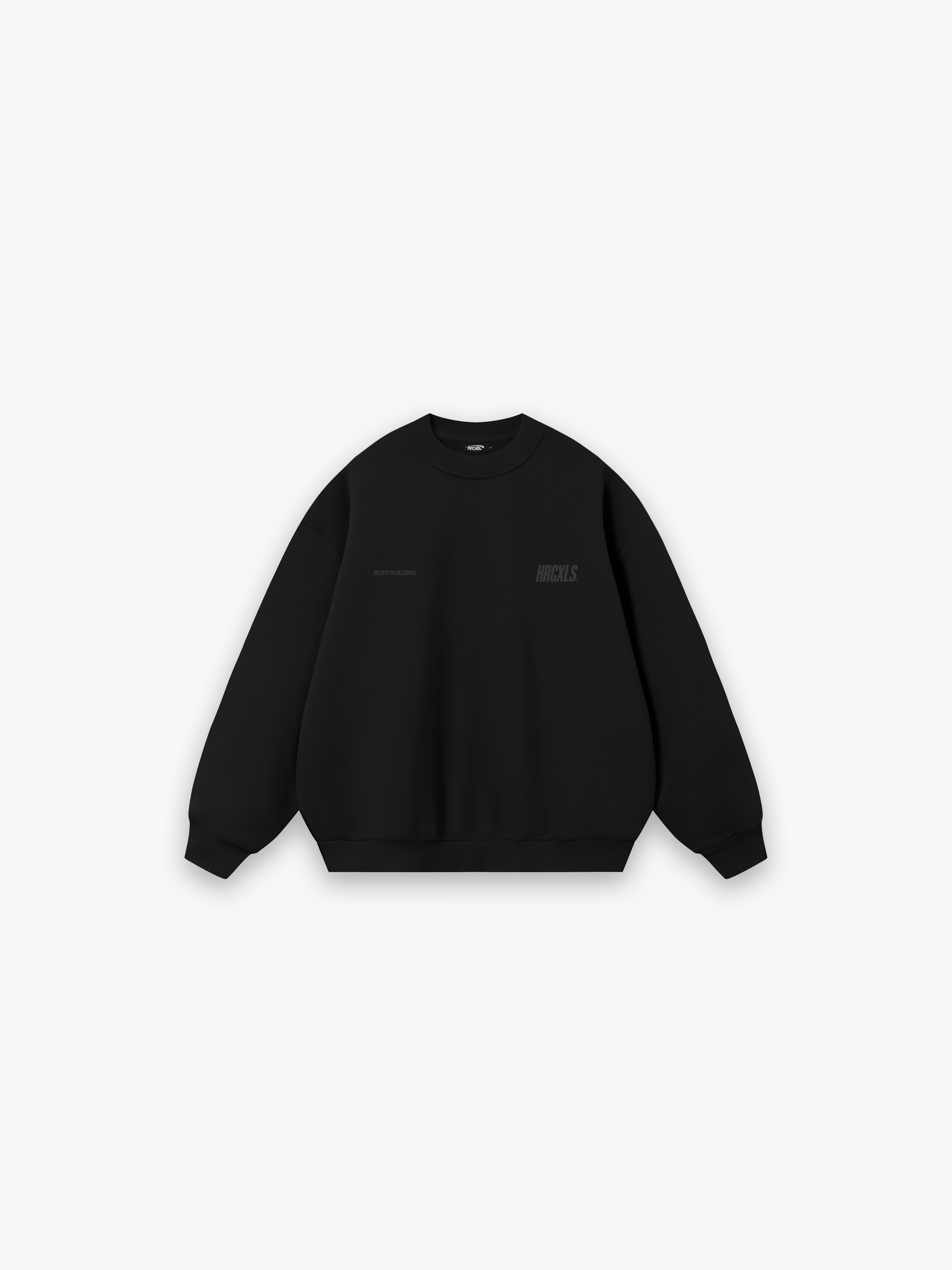HERCXLES 2026: HRCXLS Bodybuilding Oversized Sweatshirt - Black front flat lay